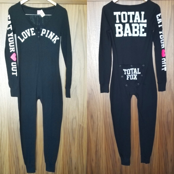 Victoria's Secret PINK Vintage Pajama Sleep Onesie I Only Sleep in PINK NWT - Picture 2 of 12